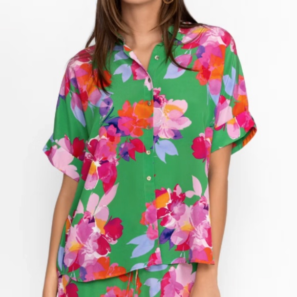 Johnny Was Tops - Johnny Was Nadine Silk Shirt Size Large